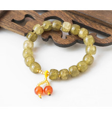 Браслет из стекла под флюорит 18 бусин Травяной