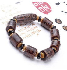 Браслет ДЗИ 9 глаз Матовая и семь на 3 глаза
