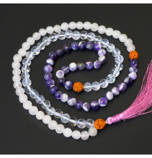 Чітки кам'яні Аметист, Кришталь, Рожевий кварц P-Beads-050