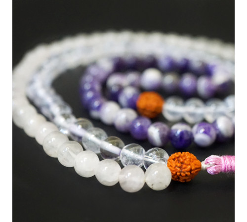Чітки кам'яні Аметист, Кришталь, Рожевий кварц P-Beads-050