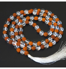 Чітки кам'яні з Гірського кришталю з рудракшею P-Beads-020