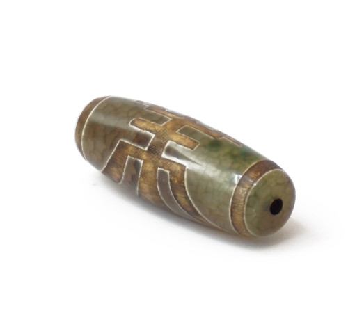 Бусина ДЗИ Большой Человек зелёная