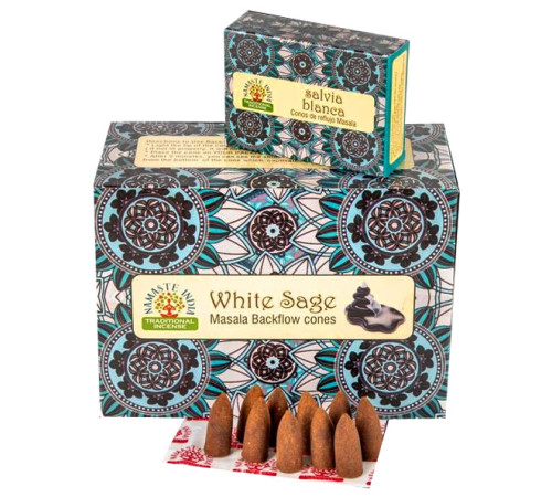 Ароматичні конуси Біла шавлія Namaste India Back Flow cones White sage