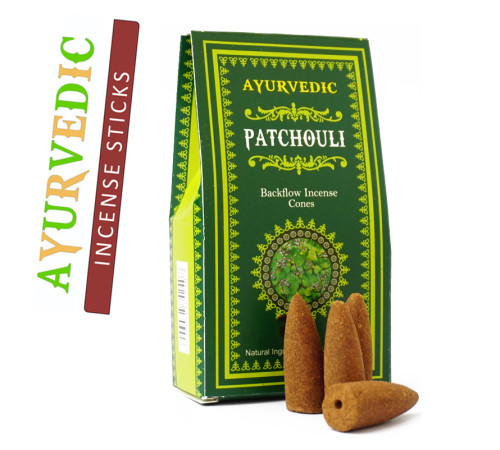 Ароматичні конуси Пачулі Ayurvedic BACK FLOW Patchouli