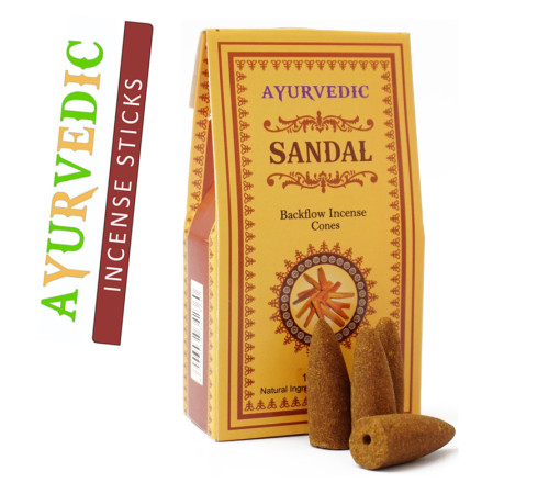 Ароматичні конуси Сандал Ayurvedic BACK FLOW Sandalwood