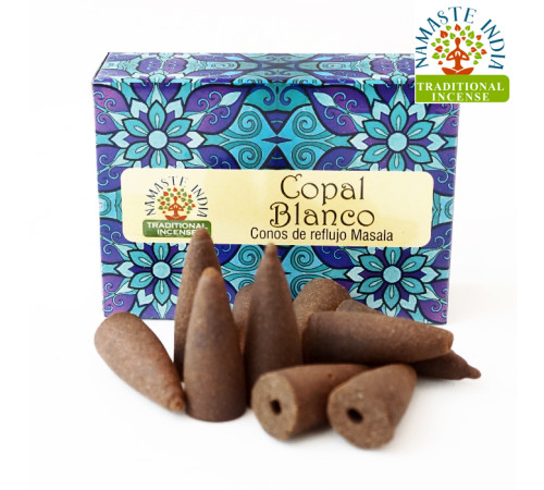Ароматичні конуси Білий ладан Namaste India Back Flow cones White Copal