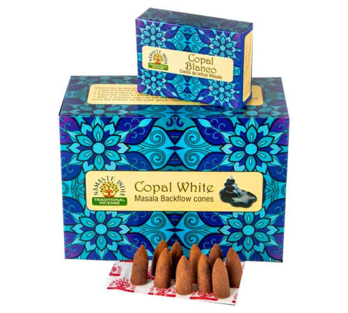Ароматичні конуси Білий ладан Namaste India Back Flow cones White Copal