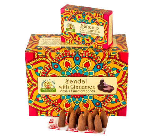 Ароматичні конуси Сандал з корицею Namaste India Back Flow cones Sandal cinnamon
