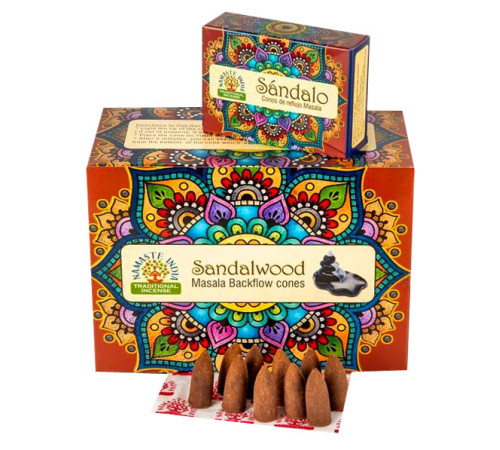 Ароматические конусы Сандал Namaste India Back Flow cones Sandalwood