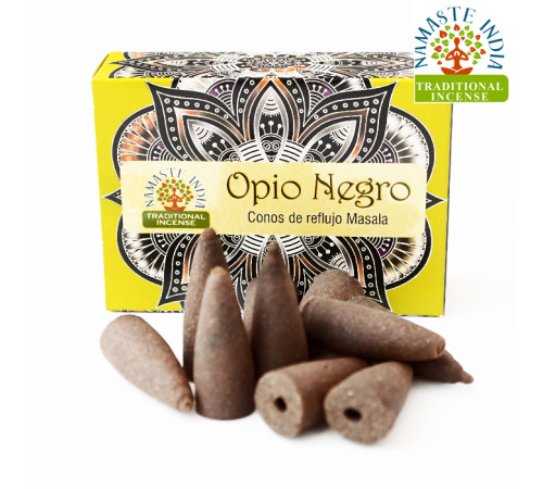 Ароматичні конуси Чорний опіум Namaste India Back Flow cones Black opium