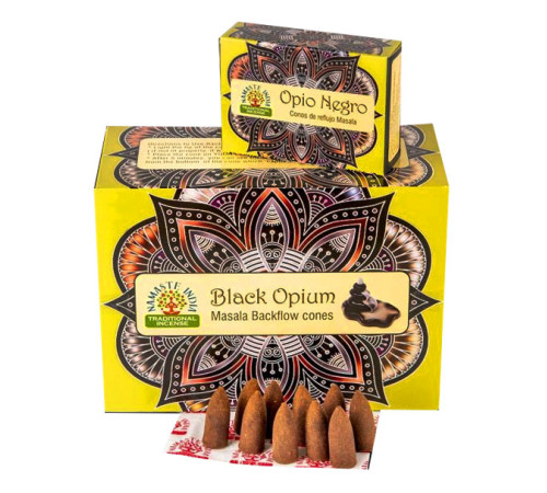 Ароматичні конуси Чорний опіум Namaste India Back Flow cones Black opium
