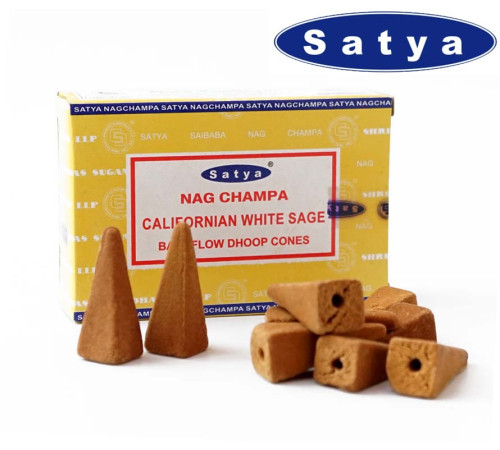Ароматические конусы Белый шалфей Satya Back Flow cones WHITE SAGE