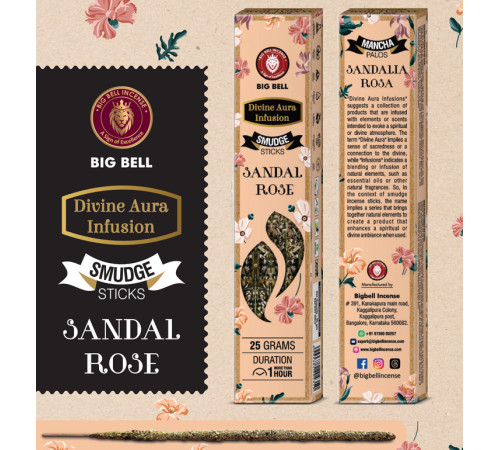 Ароматичні палички Сандал Троянда BIG BELL Smudge Sandal Rose