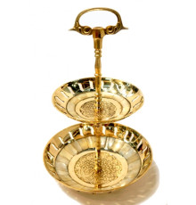 Цукерниця 2 ярусу Shell жовтий метал
