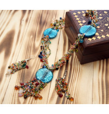 Комплект намисто + сережки ACCESSORY Синє скло
